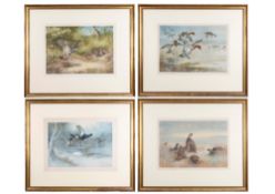 After Archibald Thorburn (Scottish, 1860-1935) - Blackcock and grouse in flight - Colour print