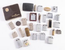 Ronson and other makers. A collection of early to mid 20th century petrol lighters.