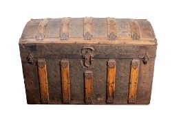 A late 19th Century Victorian lady's wood and iron travelling trunk.