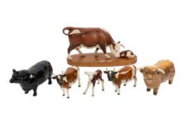 A Royal Doulton Hereford Cow and Calf figure group.