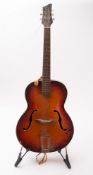 A mid 20th century Michigan semi-acoustic guitar, with mother or pearl dot fret markers ,