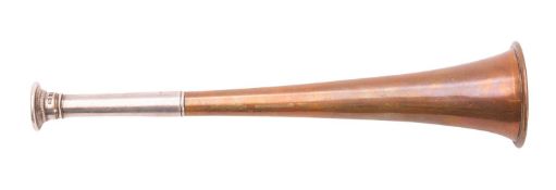 An early 20th Century Swaine & Adeney silver and copper hunting horn.