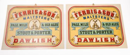 A pair of early 20th century painted and varnished advertising panels for 