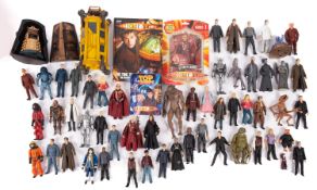 Six battery operated Daleks. Together with models of K-9 and sonic screwdrivers etc.