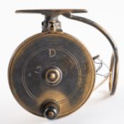 A Malloch Patent 3 3/4 inch brass sidecaster reel , formerly from Panmure House,