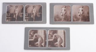 Erotica. A group of three late 19th century nude stereoscope cards by J Recknagel, Paris,