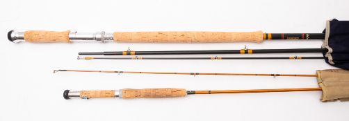 A Hardy Bros, Alnwick three piece Glass Salmon fishing rod.