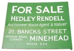 A mid 20th century double sided enamel sign 'For Sale. Hedley Rendell.