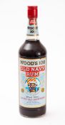 A bottle of Woods 100 Old Navy Rum.