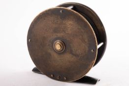 A Charles Farlow 3 /14 inch brass four bar reel,