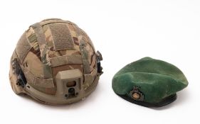 A mid 20th Century British Army Green Beret, maker Louis Bernard & Jack Blair.