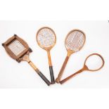 A late 19th/early 20th 'The Duce' fishtail tennis racquet by Hatton Brothers & Co, Hereford,