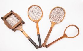 A late 19th/early 20th 'The Duce' fishtail tennis racquet by Hatton Brothers & Co, Hereford,