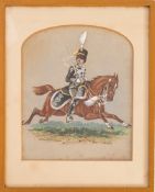 A Roberson (19th Century) Continental cavalry officer on horseback, watercolour with highlights,