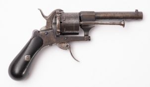 A late 19th/early 20th century continental pinfire six shot open frame double action revolver,