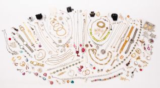 A parcel of various costume jewellery, including earrings, necklaces and watches, various makers.