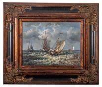 Brian Murray (20th Century) - Dutch barges - A pair of oils on panel - Each 29.5 x 39.