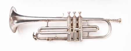 A Webster silver plated trumpet, serial number 6933, circa 1927,