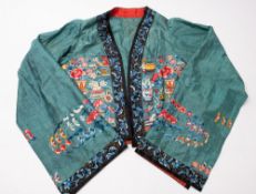 An early C20th Chinese embroidered silk jacket.