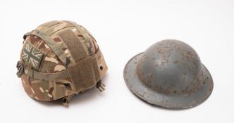 A British WWII steel Brodie helmet.
