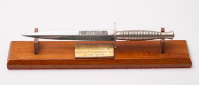 A presentation Fairbairn Sykes Fighting knife by Wilkinson Sword,