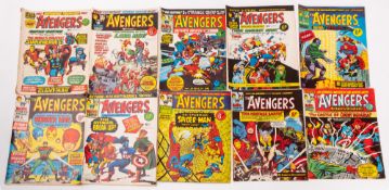 A collection of 1970s Marvel Avengers comic books. Including no.