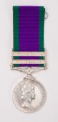 A QEII General Service Medal with two clasps awarded to 23973360 Spr J Cole RE.