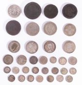 A collection of British coins.