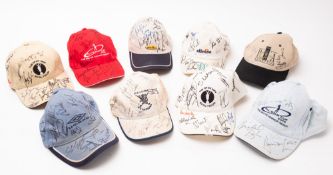 Eight early 21st Century signed golf caps,