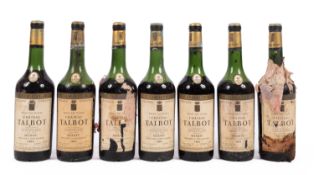 Seven bottles of Chateau Talbot, St Julien Medoc 1964 4th growth.