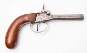 A 19th century continental boxlock percussion cap pistol, unsigned,