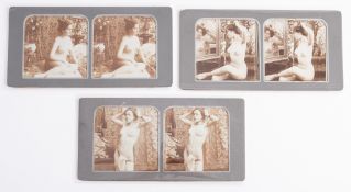 Erotica. A group of three late 19th century nude stereoscope cards by J Recknagel, Paris,