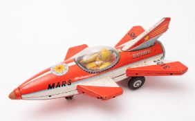 Masudaya (Modern Toys) Japan. A tinplate battery operated 'Mars' rocketship No 3122.
