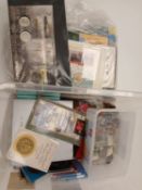 Quantity of GB and world coinage in box, including some in presentation folders,