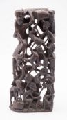 A Makonde carved and stained hardwood fa