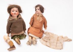Two early 20th Century bisque head dolls