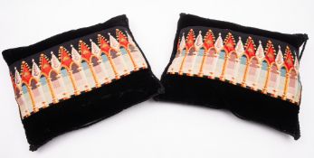 A pair of embroidered and black velvet r