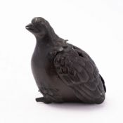 A Japanese bronze 'quail' censer and cov