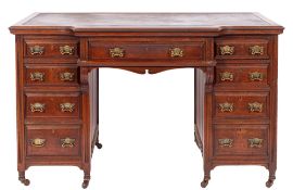 A Victorian walnut breakfront pedestal d