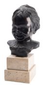 A Continental patinated bronze bust of a