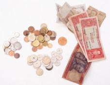 A collection of modern world coins with