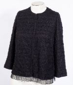 A vintage black beaded cropped evening jacket, with three-quarter length sleeves,