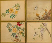 A set of nine Chinese silkwork and glass double-sided placemats,