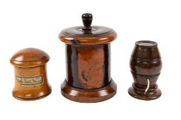A lignum vitae string barrel, first half 19th century;