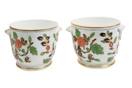 A pair of English porcelain ice pails, each enamelled with a Japan pattern, circa 1830, 17cm high.