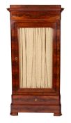 A 19th century French mahogany wardrobe, with a moulded cornice and canted angles,