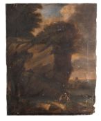 18th Century Continental school - Figures in a landscape - Oil on canvas - Unsigned