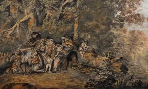 Early 19th Century school - A rest stop in the woods - Watercolour on paper - Unsigned