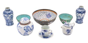 A mixed group of Oriental blue and white porcelain,