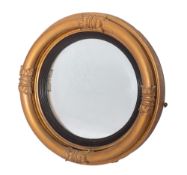 A Regency later gilt decorated circular convex mirror,